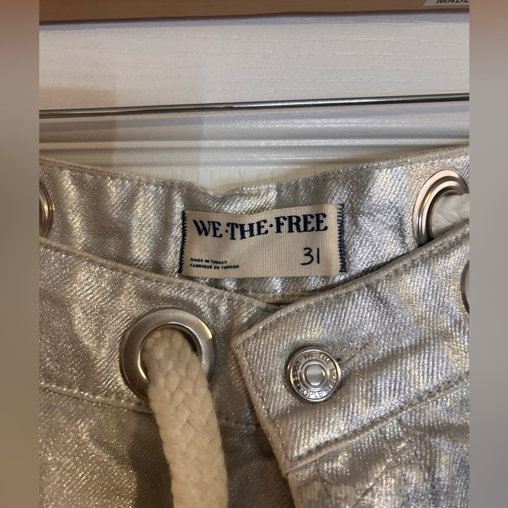 Free people moxie metallic barrel jeans - Picture 3 of 4